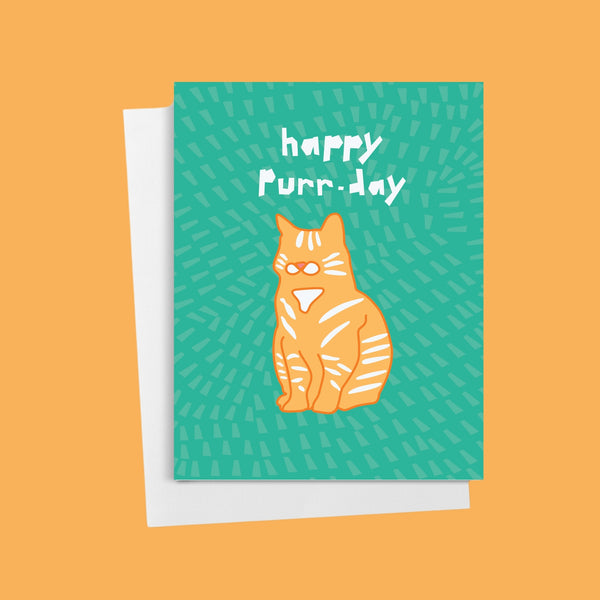 Happy Purr-day • Tabby Cat Birthday Card