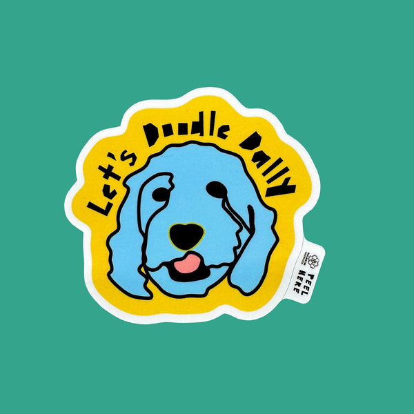 Let's Doodle Dally • Pop Art Goldendoodle Waterproof Sticker