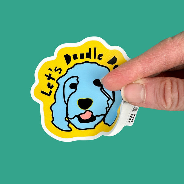 Let's Doodle Dally • Pop Art Goldendoodle Waterproof Sticker