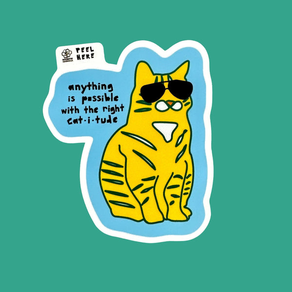 Anything is Possible with the Right CAT-I-TUDE • Waterproof Sticker
