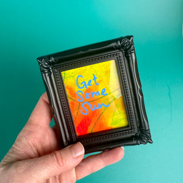 Get Some Sun No.3 -  Tiny Frame Original Painting (Black Frame)