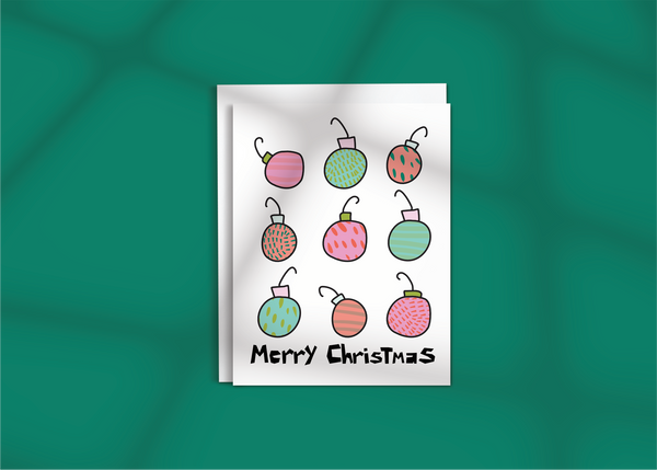 Retro Ornaments Merry Christmas Card