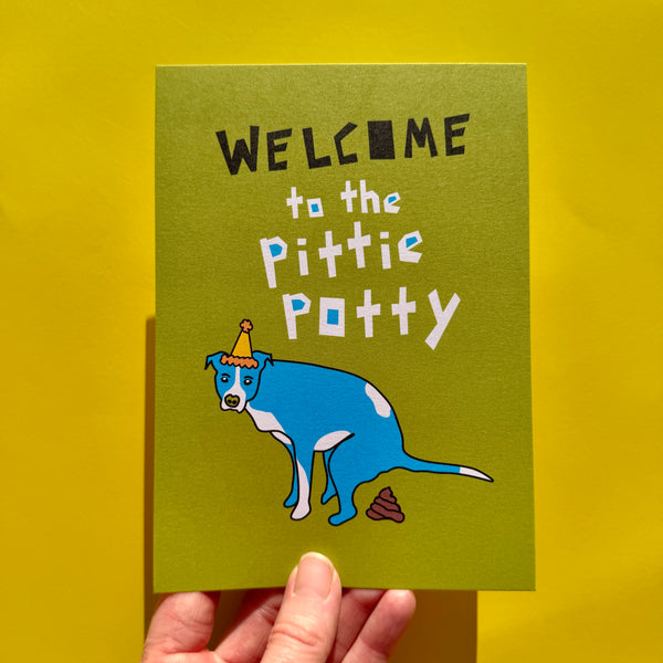 Welcome to the Pittie Potty 💩  Small Bathroom Art Print