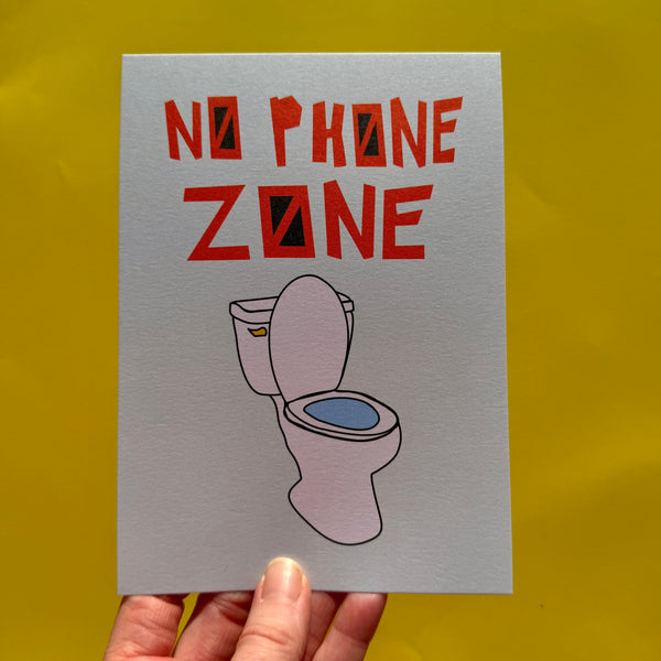 No Phone Zone 🚽  Small Bathroom Art Print
