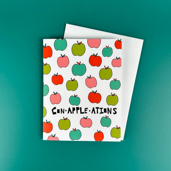 Con-apple-ations • Apple Pun Congratulations Greeting Card