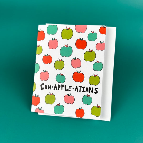 Con-apple-ations • Apple Pun Congratulations Greeting Card
