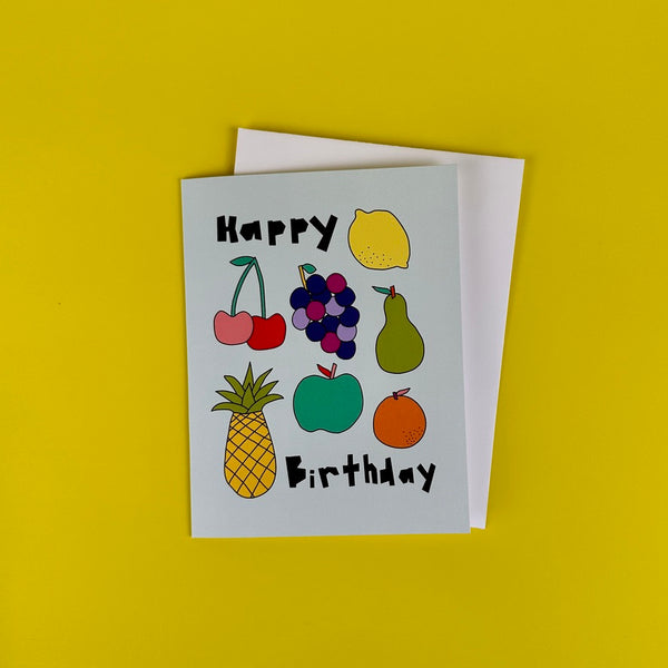 Mixed Fruit Happy Birthday Greeting Card