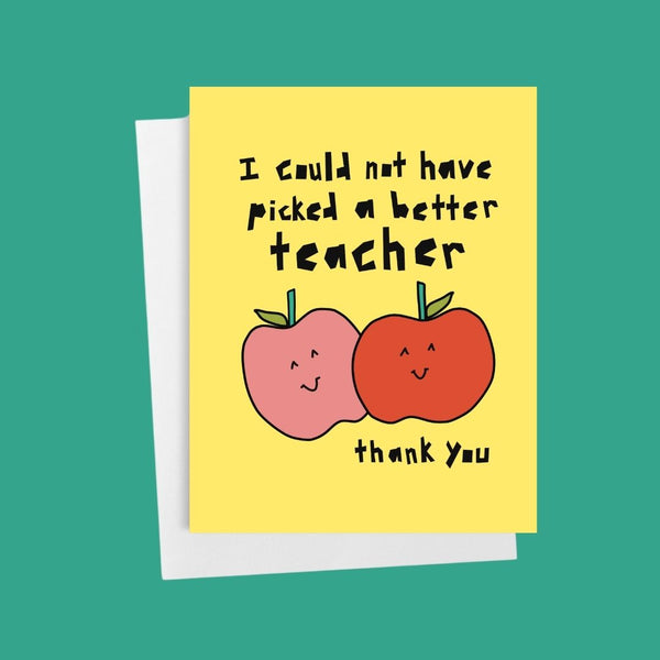Cute Smiling Apple Teacher Appreciation Card