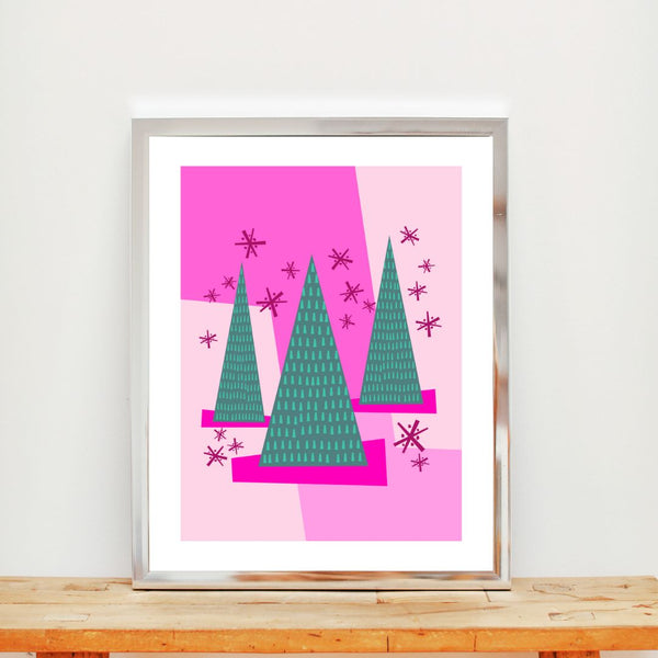 Merry in Pink • Holiday Art Print