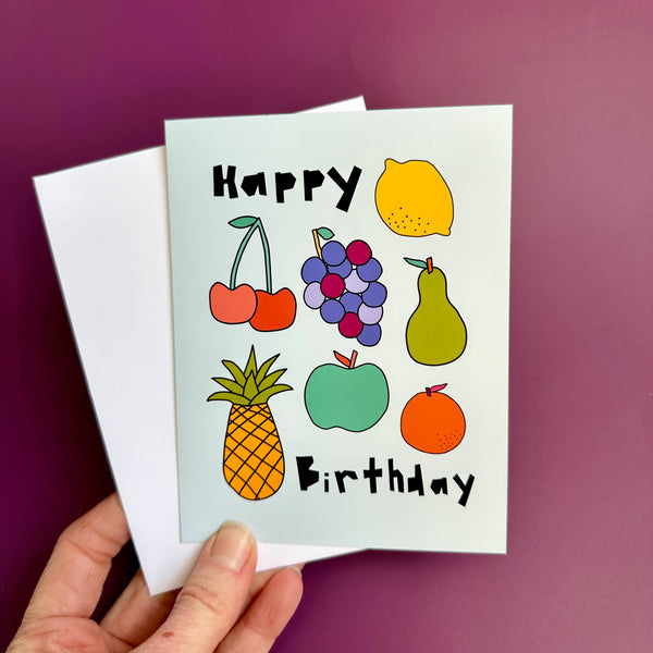 Mixed Fruit Happy Birthday Greeting Card