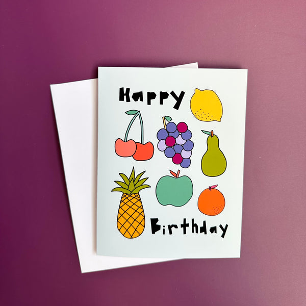 Mixed Fruit Happy Birthday Greeting Card