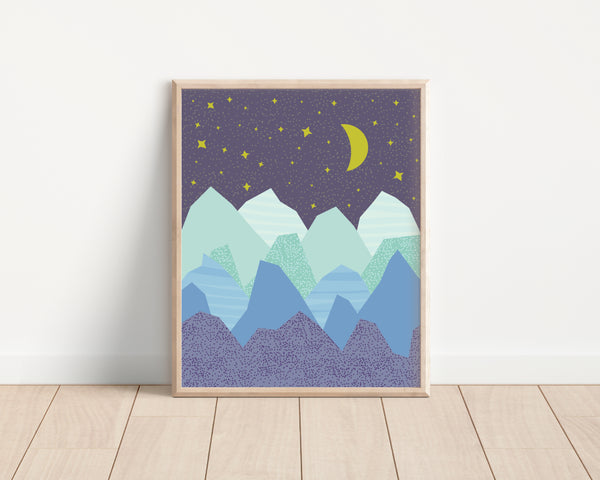 Starry Mountain Peaks • Art Print