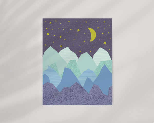 Starry Mountain Peaks • Art Print