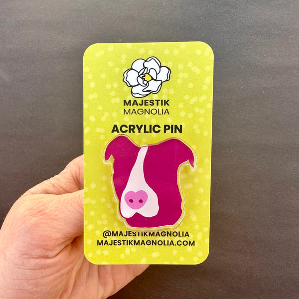 Pink Pittie Pup • Acrylic Pin