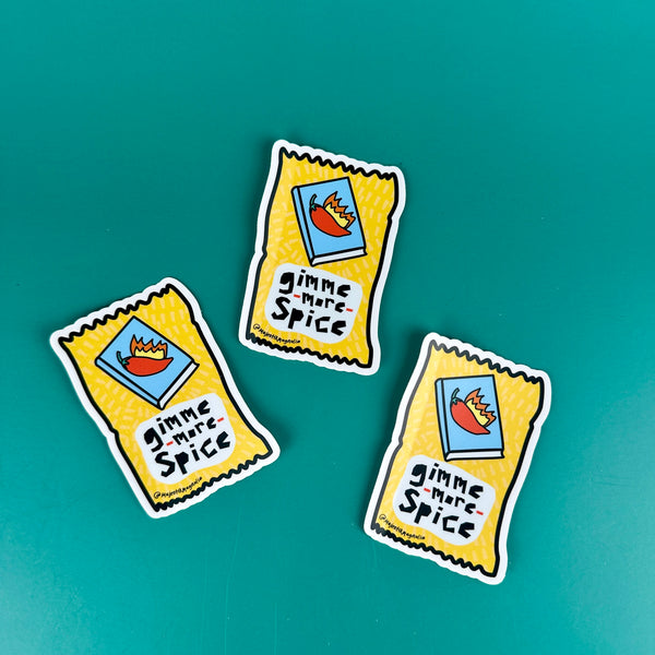 "Gimme More Spice" Bookish Hot Sauce Packet Sticker