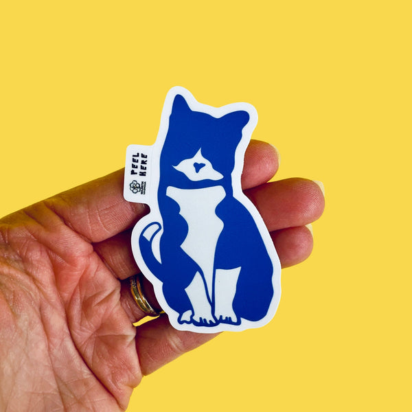 Purple Tuxedo Cat • Pop Art Waterproof Sticker