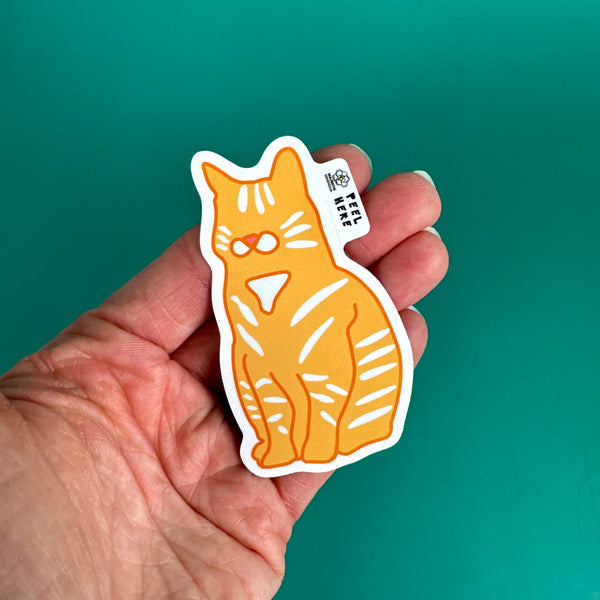 Orange Tabby Cat Pop Art Waterproof Sticker