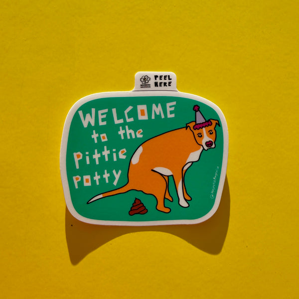 Welcome to the Pittie Potty, Pooping Pit Bull Sticker