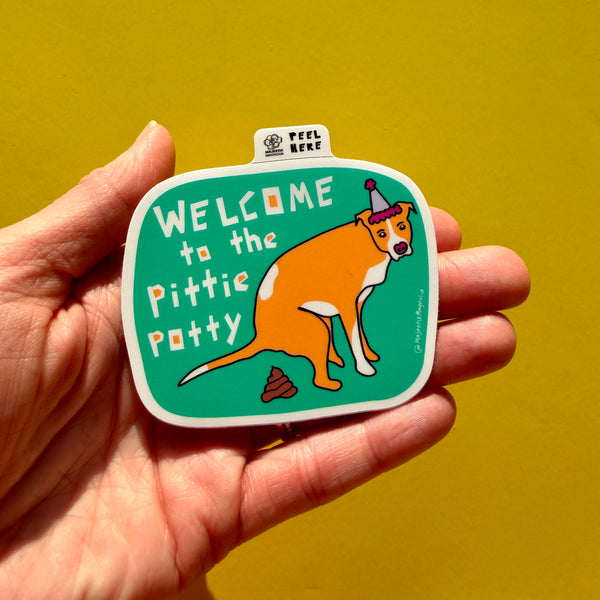 Welcome to the Pittie Potty, Pooping Pit Bull Sticker