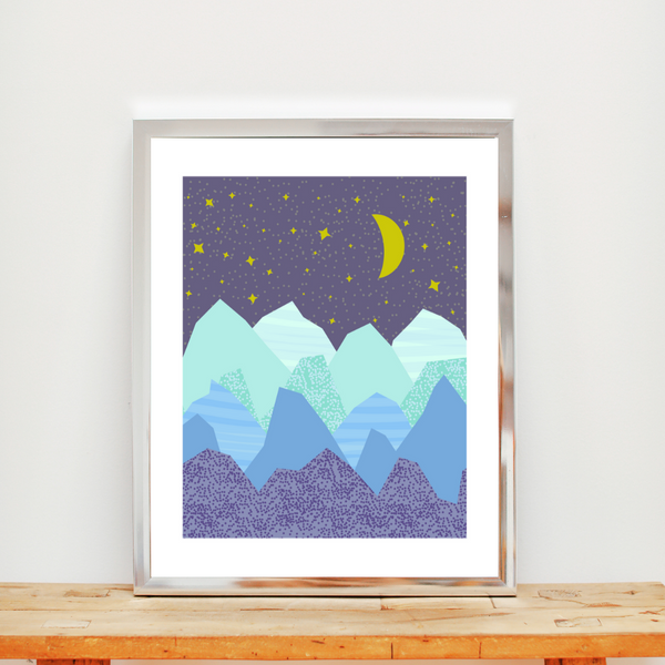 Starry Mountain Peaks • Art Print